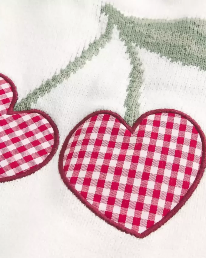 Maglione con spalle scoperte e grafica a cuore facile Maglione con spalle scoperte e grafica a cuore facile