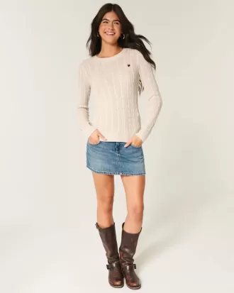 Maglione girocollo a trecce con cuore
