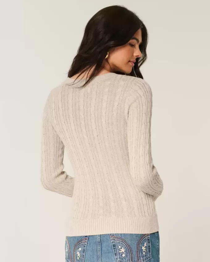Maglione girocollo a trecce con cuore