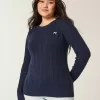 Maglione girocollo con fiocco in maglia a trecce