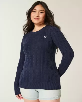 Maglione girocollo con fiocco in maglia a trecce