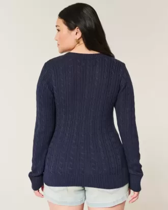 Maglione girocollo con fiocco in maglia a trecce