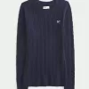 Maglione girocollo con fiocco in maglia a trecce