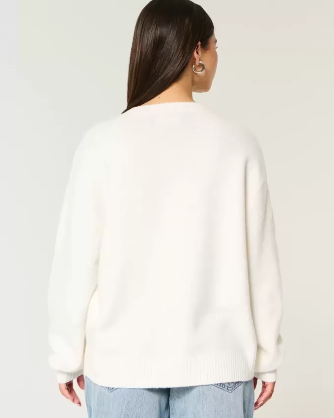 Maglione girocollo con grafica bandiera americana Comfy Cloud di Hollister