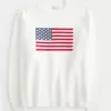 Maglione girocollo con grafica bandiera americana Comfy Cloud di Hollister