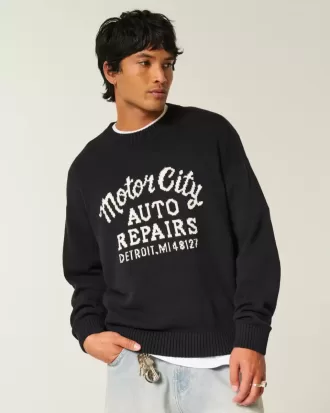 Maglione girocollo con grafica Boxy Motor City Auto Repairs
