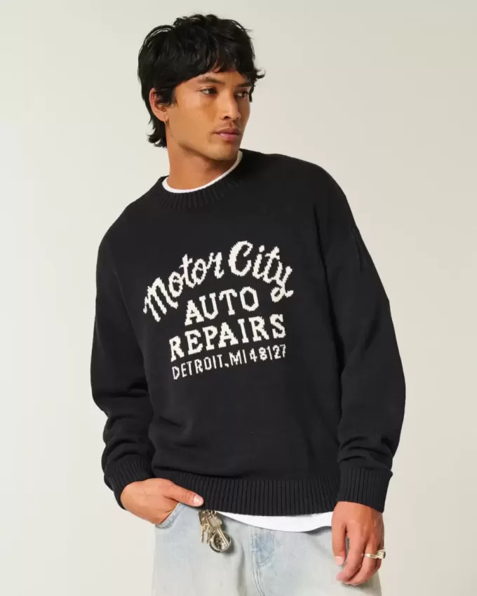 Maglione girocollo con grafica Boxy Motor City Auto Repairs