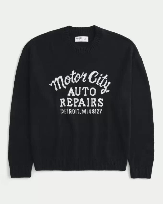 Maglione girocollo con grafica Boxy Motor City Auto Repairs