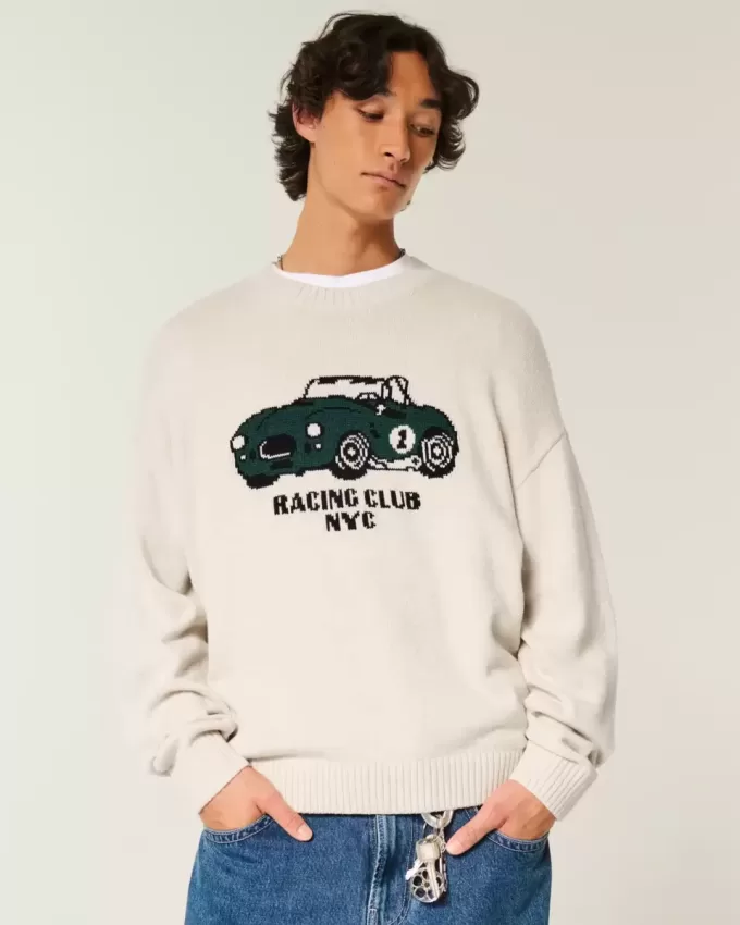 Maglione girocollo con grafica Boxy Racing
