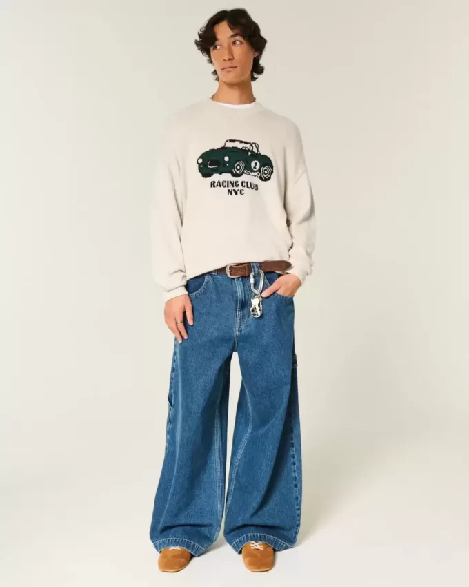 Maglione girocollo con grafica Boxy Racing