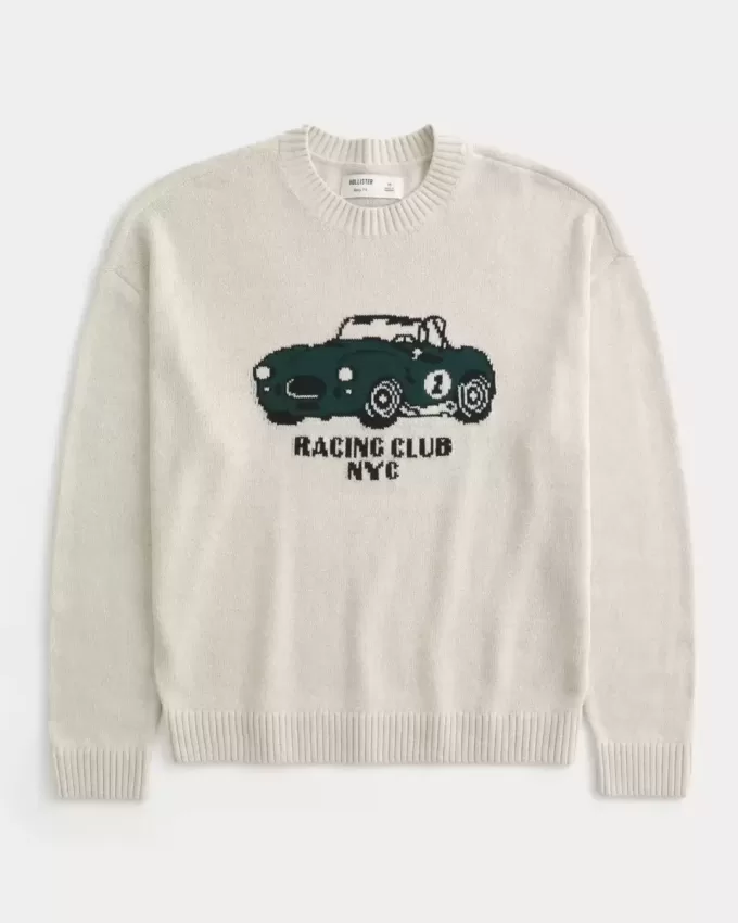 Maglione girocollo con grafica Boxy Racing