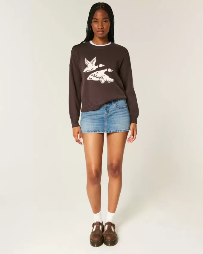 Maglione girocollo con grafica Easy Flying Birds