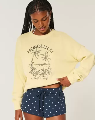 Maglione girocollo con grafica Easy Honolulu
