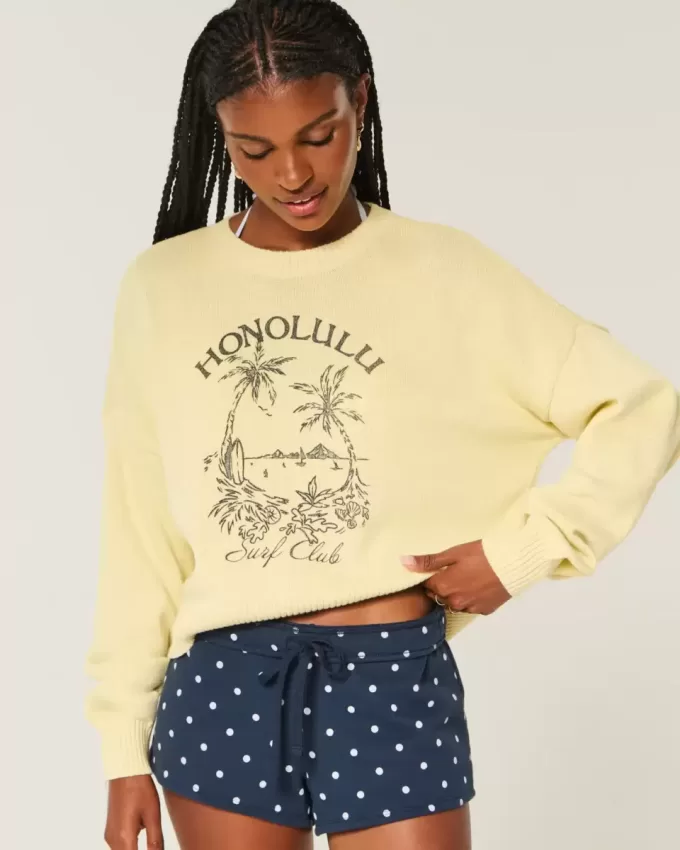 Maglione girocollo con grafica Easy Honolulu