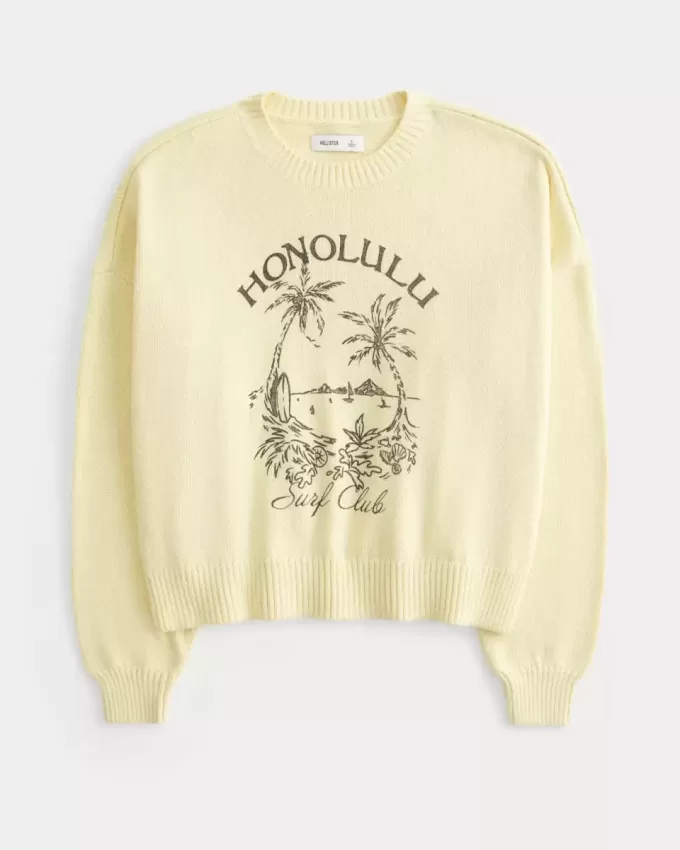 Maglione girocollo con grafica Easy Honolulu