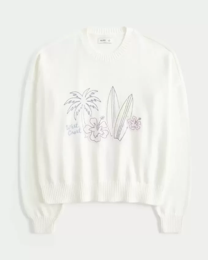 Maglione girocollo con grafica Easy West Coast Beach