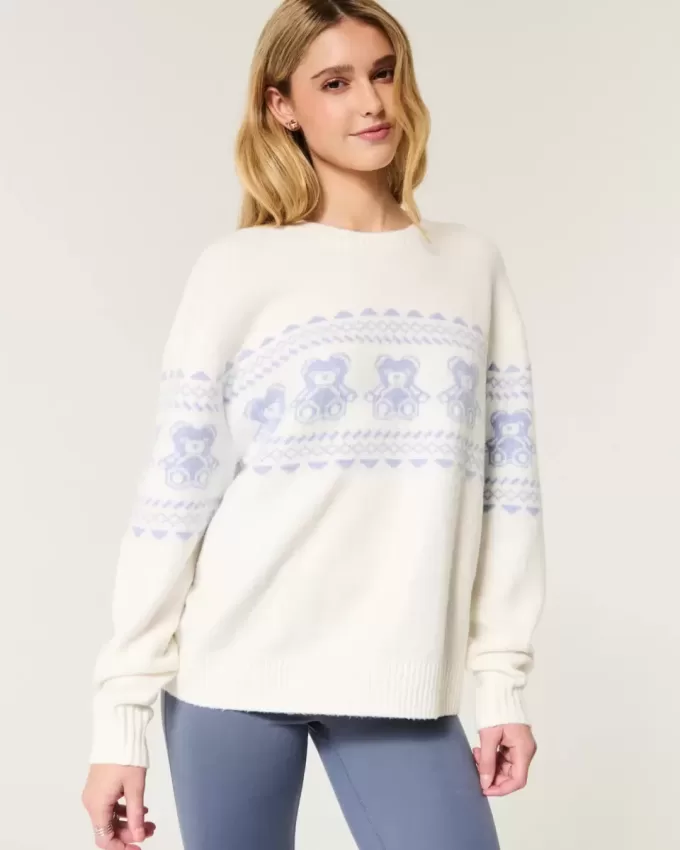 Maglione girocollo con grafica Hollister Comfy Cloud Teddy Bear Maglione girocollo con grafica Hollister Comfy Cloud Teddy Bear