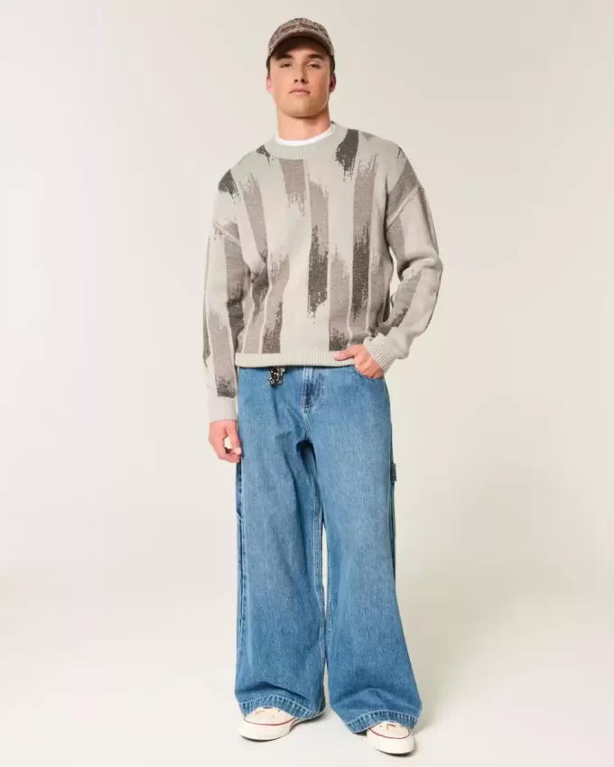 Maglione girocollo con motivo squadrato