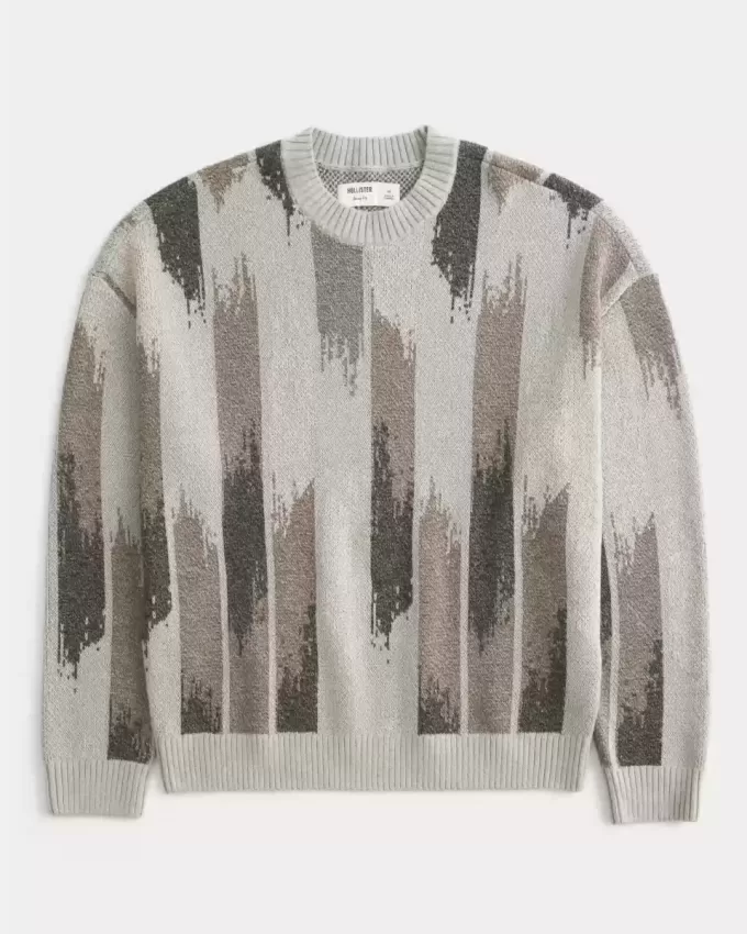 Maglione girocollo con motivo squadrato