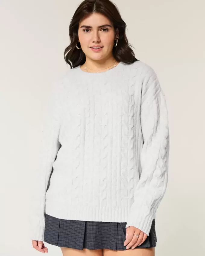 Maglione girocollo in maglia a trecce Comfy Cloud di Hollister