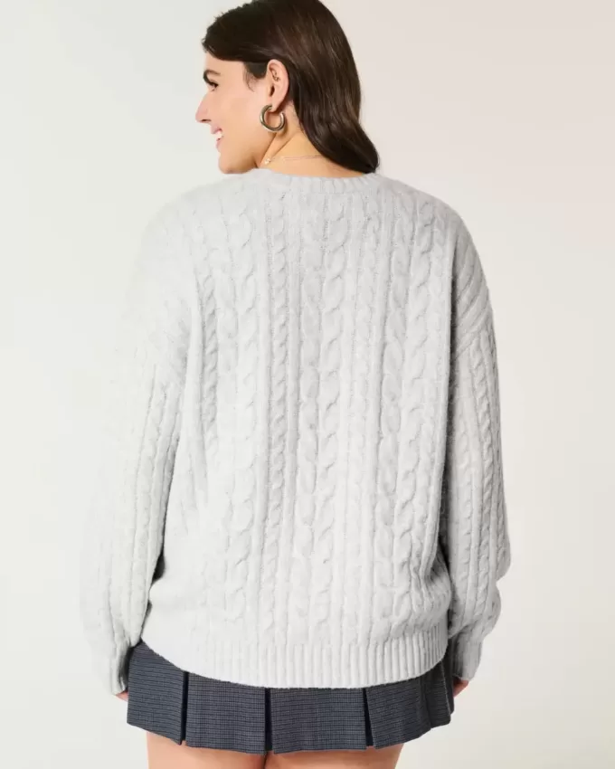 Maglione girocollo in maglia a trecce Comfy Cloud di Hollister