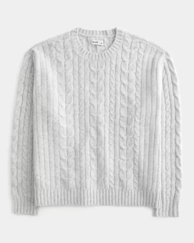Maglione girocollo in maglia a trecce Comfy Cloud di Hollister