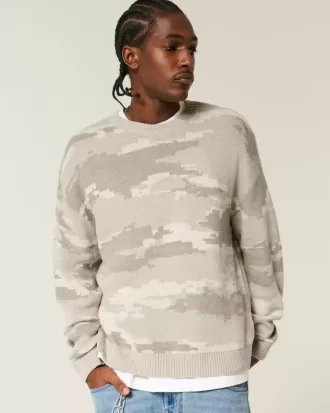 Maglione girocollo mimetico squadrato
