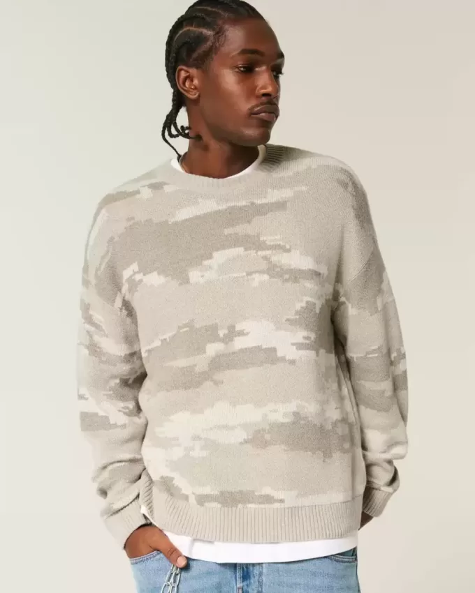 Maglione girocollo mimetico squadrato