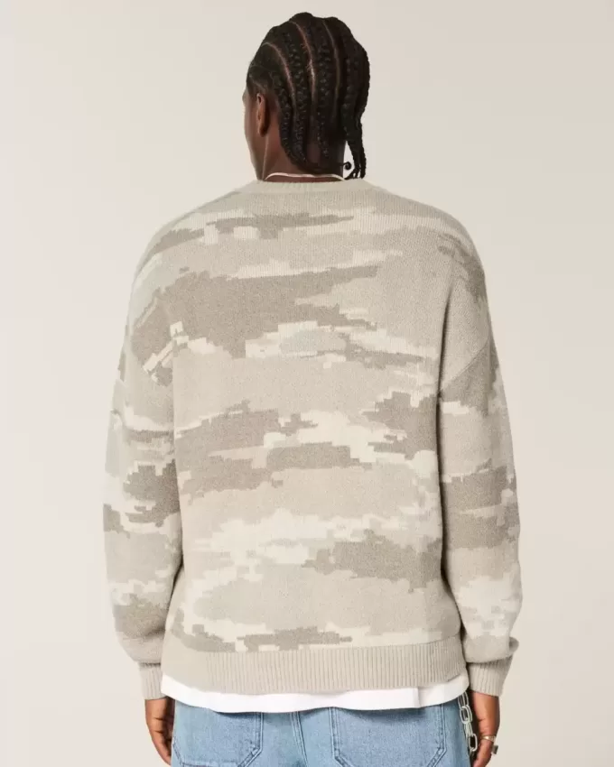 Maglione girocollo mimetico squadrato