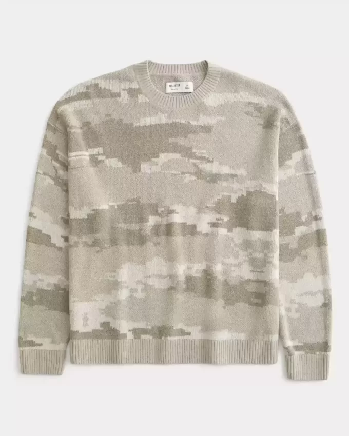 Maglione girocollo mimetico squadrato