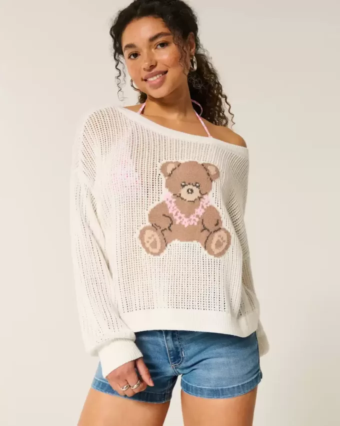 Maglione girocollo morbido con grafica Easy Stitchy Maglione girocollo morbido con grafica Easy Stitchy