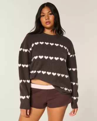 Maglione girocollo oversize con motivo a cuore