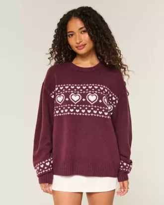 Maglione girocollo oversize con motivo a cuore