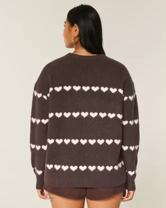 Maglione girocollo oversize con motivo a cuore