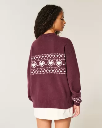 Maglione girocollo oversize con motivo a cuore