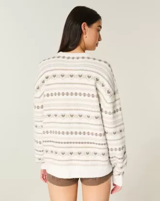 Maglione girocollo oversize con motivo a cuore