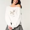 Maglione Hollister Comfy Cloud Easy con stampa a cervo e spalle scoperte