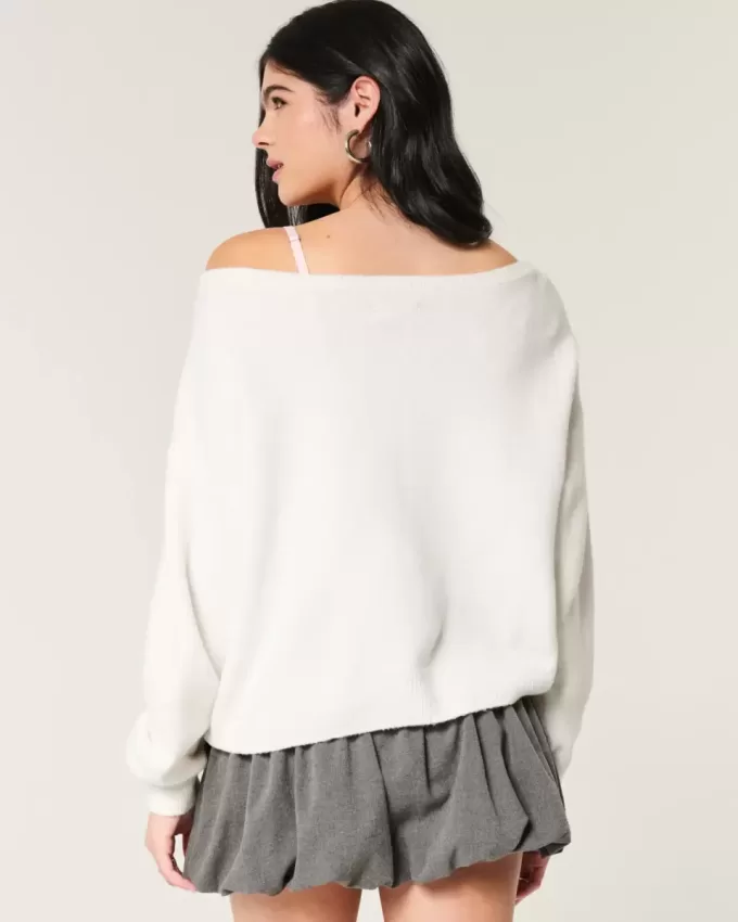 Maglione Hollister Comfy Cloud Easy con stampa a cervo e spalle scoperte