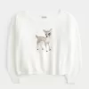 Maglione Hollister Comfy Cloud Easy con stampa a cervo e spalle scoperte