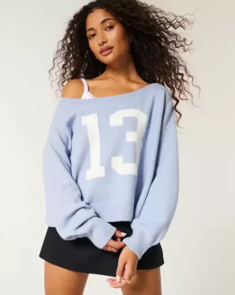 Maglione Hollister Comfy Cloud Easy con stampa a spalle scoperte e numero