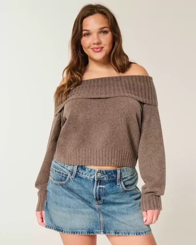 Maglione Hollister Comfy Cloud Foldover con spalle scoperte Maglione Hollister Comfy Cloud Foldover con spalle scoperte