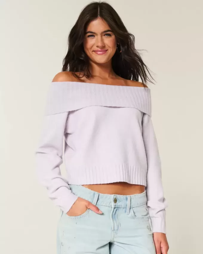 Maglione Hollister Comfy Cloud Foldover con spalle scoperte