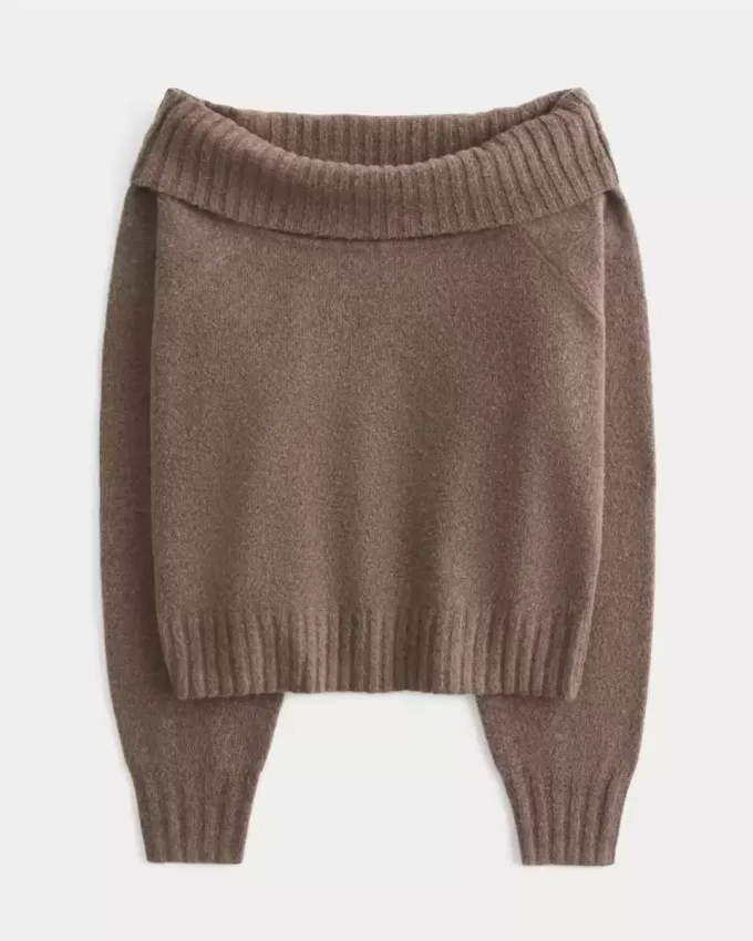 Maglione Hollister Comfy Cloud Foldover con spalle scoperte Maglione Hollister Comfy Cloud Foldover con spalle scoperte