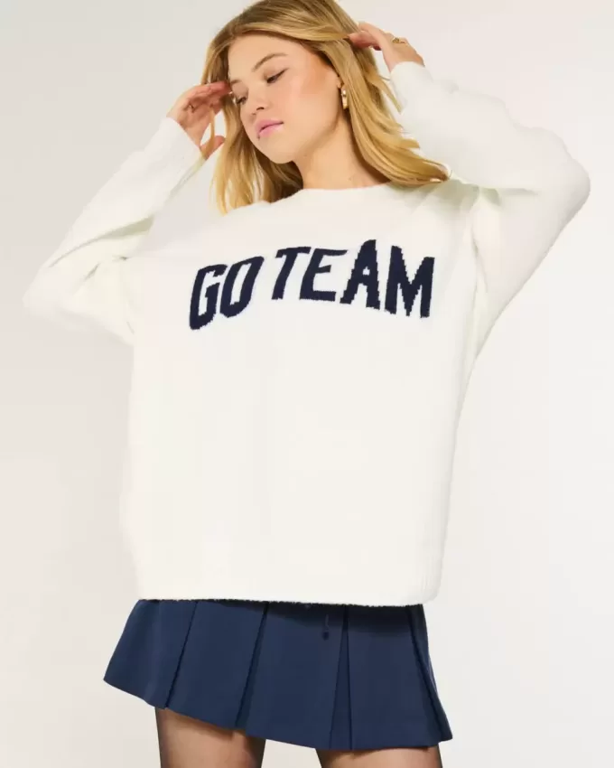 Maglione Hollister Comfy Cloud Oversized Go Team Graphic Maglione Hollister Comfy Cloud Oversized Go Team Graphic