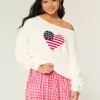 Maglione largo con stampa a cuore e bandiera sulle spalle
