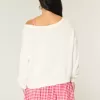 Maglione largo con stampa a cuore e bandiera sulle spalle