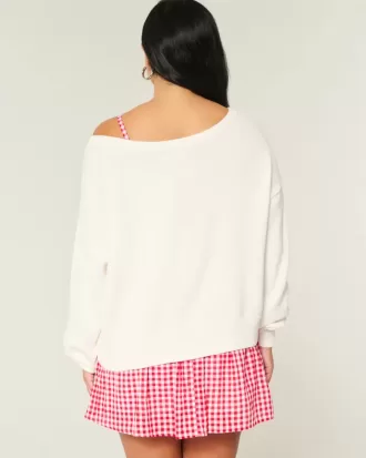 Maglione largo con stampa a cuore e bandiera sulle spalle
