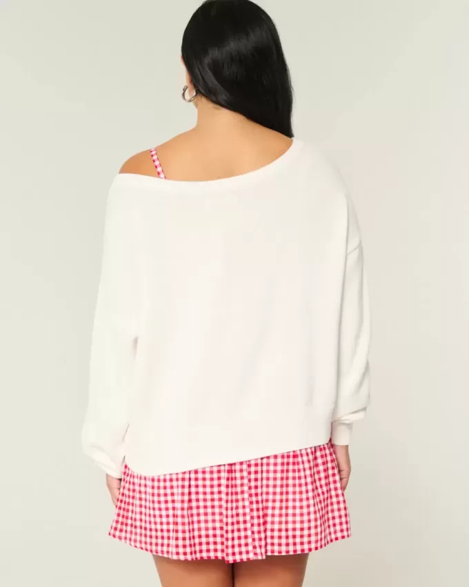 Maglione largo con stampa a cuore e bandiera sulle spalle