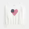 Maglione largo con stampa a cuore e bandiera sulle spalle