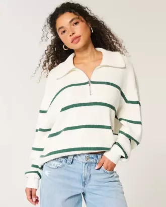 Maglione oversize con mezza zip